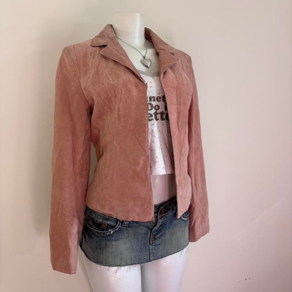 vintage wilsons leather suede jacket dusty pink fitted blazer size S - Picture 7 of 7